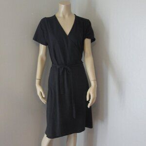 PACT Black XL Short Sleeve Knee Length Wrap Dress